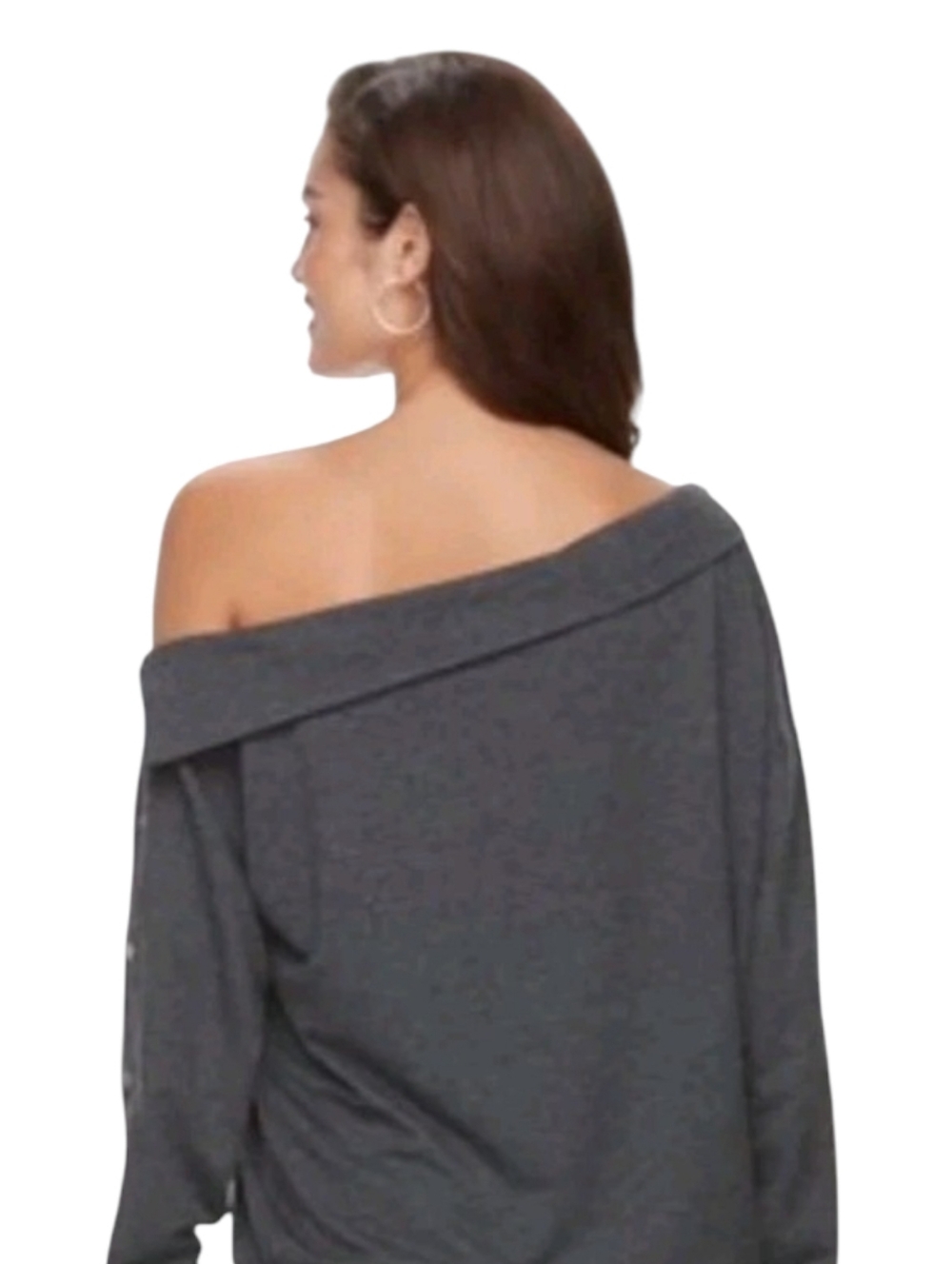 Jennifer Lopez Jlo Women's One Shoulder Snap Charcoal Gray Sweatshirt  Xl New - Picture 2 of 8